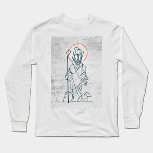 Jesus Christ Good Shepherd ink illustration Long Sleeve T-Shirt